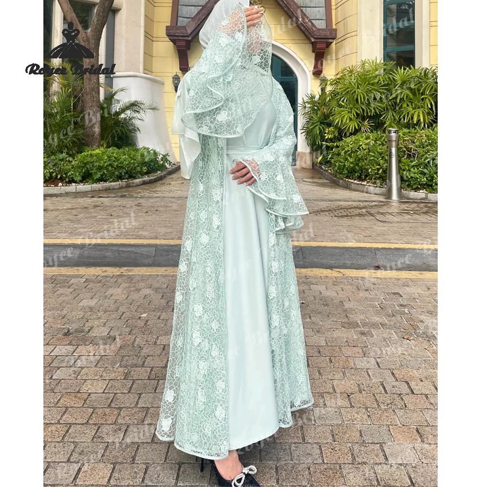 Elegant Lace Sequin Lace Evening Dresses 2026 Two Pieces bell sleeves  Set Abaya Occasion Dresses فساتين سهرة