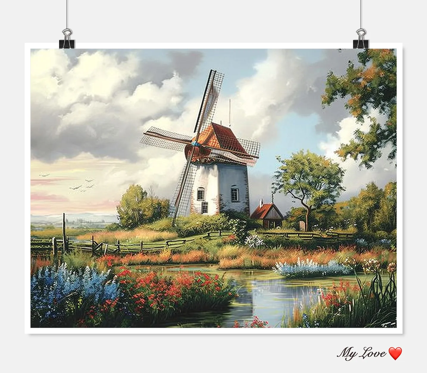 Embroidery Counted Cross Stitch Kits Needlework - Crafts 14 ct DMC Color DIY Arts Handmade Decor - Dutch Windmill