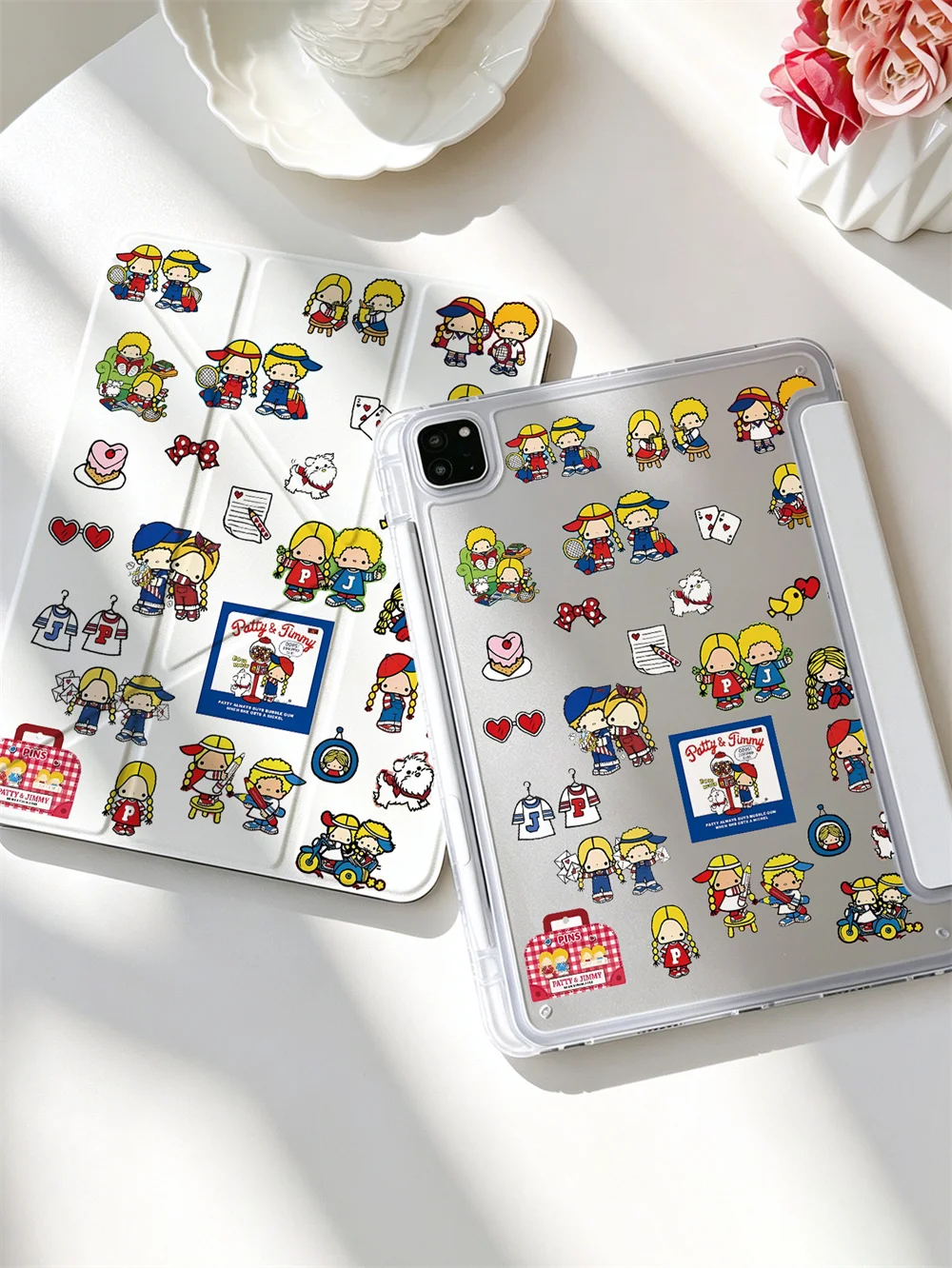 Kawaii Patty & Jimmy Y-fold Double-sided Print Case For iPad Air6/7/8 Pro11 2020-2022 Air4/5 10 iPad7/8/9 Air3 A16 Shockproof Co