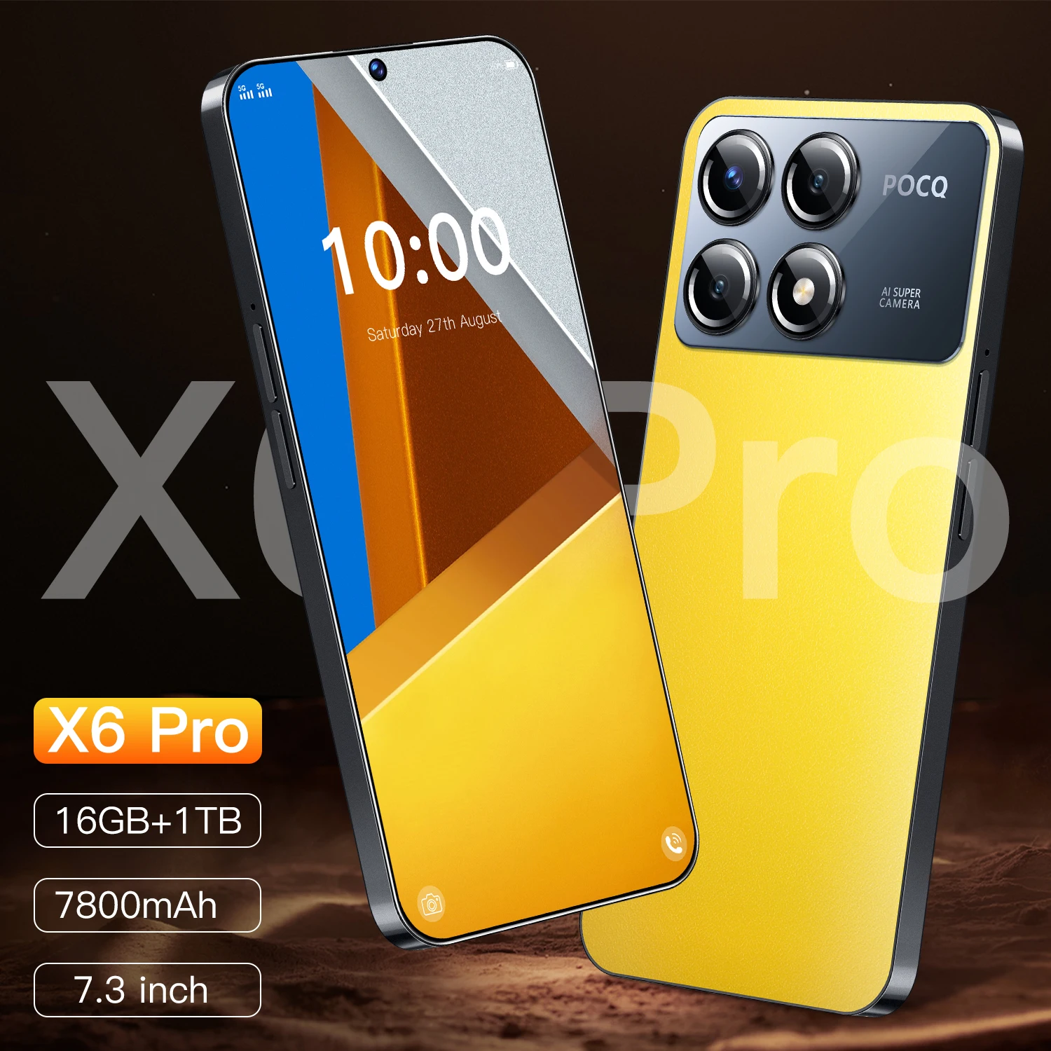 Mobile Phone X6 Pro Global Version Smartphone android 7.3 inch Snapdragon 8 gen3 4G/5G Cellphones16G+1T 7800mAh Battery 2025 Hot