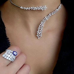 Bridal Rhinestone Open Collar Necklace for Women Luxury Wedding High Quality Dresses Jewelry Adjustable Necklace Accessories