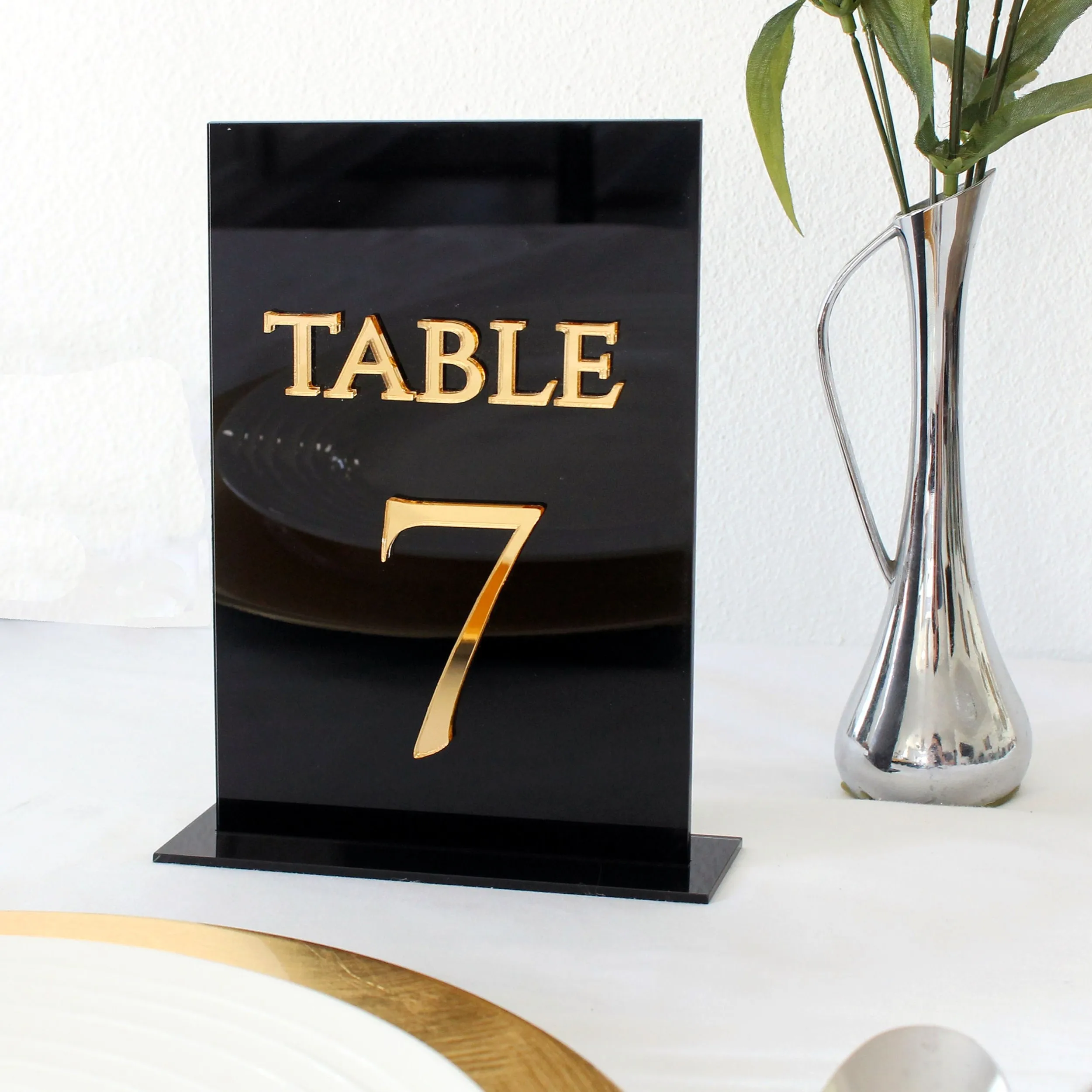 Imagem -05 - Lettering Table Numbers com Stands Black Gold Acrílico Wedding Decor Luxo Laser Cut 3d