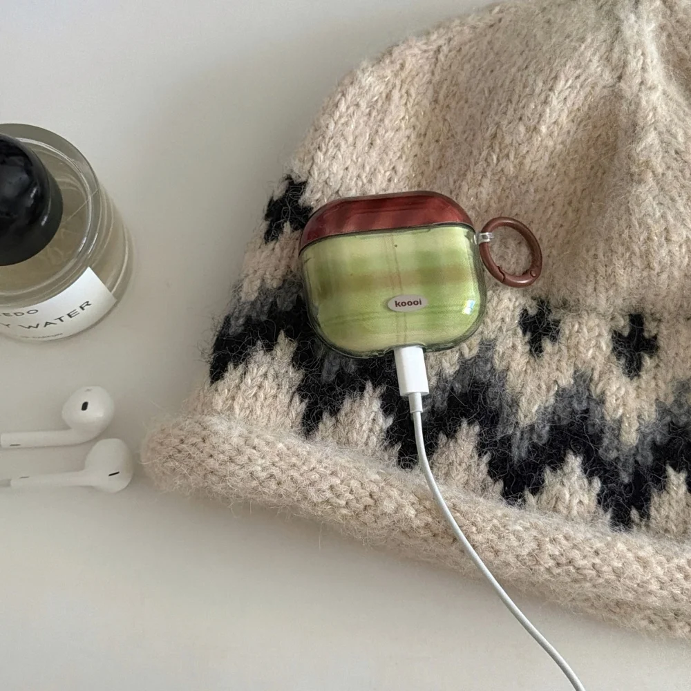 

Green field dark plaid protective cover is suitable for AirPods Pro2/AirPods 4/3/2, Korean version INS shockproof headphone case