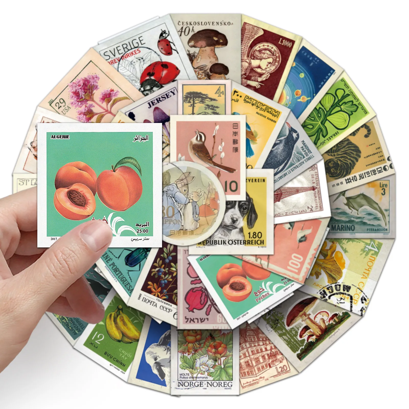 10/50PCS Retro Stamp Style Personalized Graffiti Sticker Cartoon Creative Postmark Decals DIY Luggage Phone Guitar Skateboard