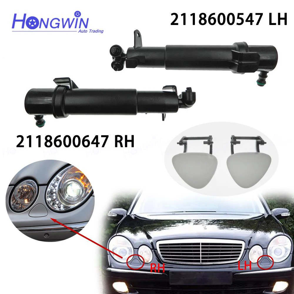 2118801705 (LH) &2118801805 (RH) Headlight Washer Nozzle Cover Cap For Mercedes W211 E280 E350 E550 2118600647 2118600547