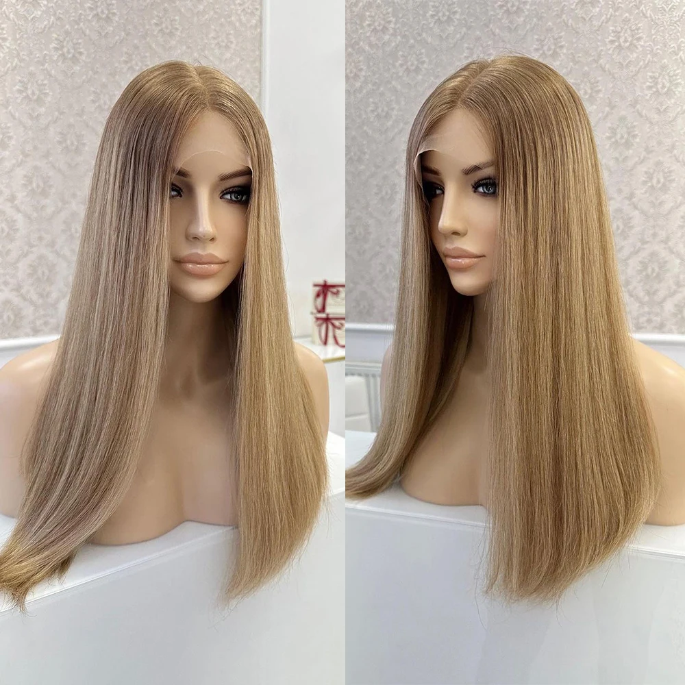 

Blonde Balayage Root Melting Brown Hair 100% Virgin Human Hair Wig 150 Density 13x6” Lace Front Wig 26” HD Invisible Lace Wig