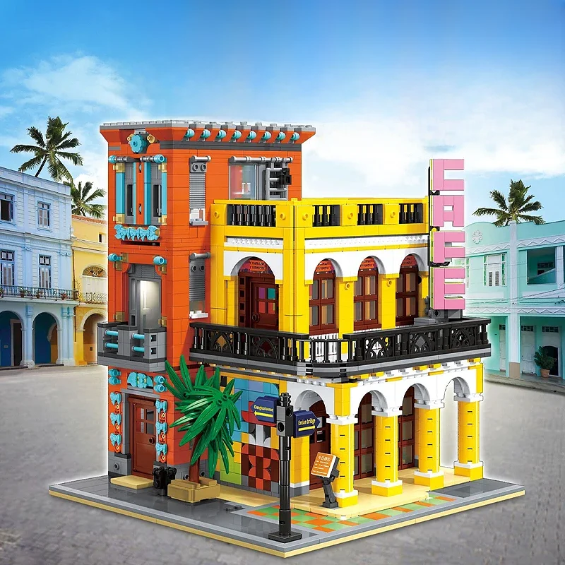 【Mini Brickslang Cafe Havana Glanzend Huis Bouwstenen Model Street View Modulaire Desktop Decoratie Montage Kinderen Speelgoed Voor Geschenken - afbeelding 2