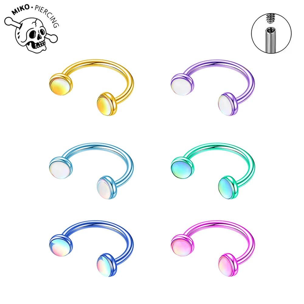 ASTM F136 Titanium 16G Anodizing Horseshoe Piercing Intemal Thread Nose Ring U Shape Hoop Ear Septum Helix Lip Tragus Piercing