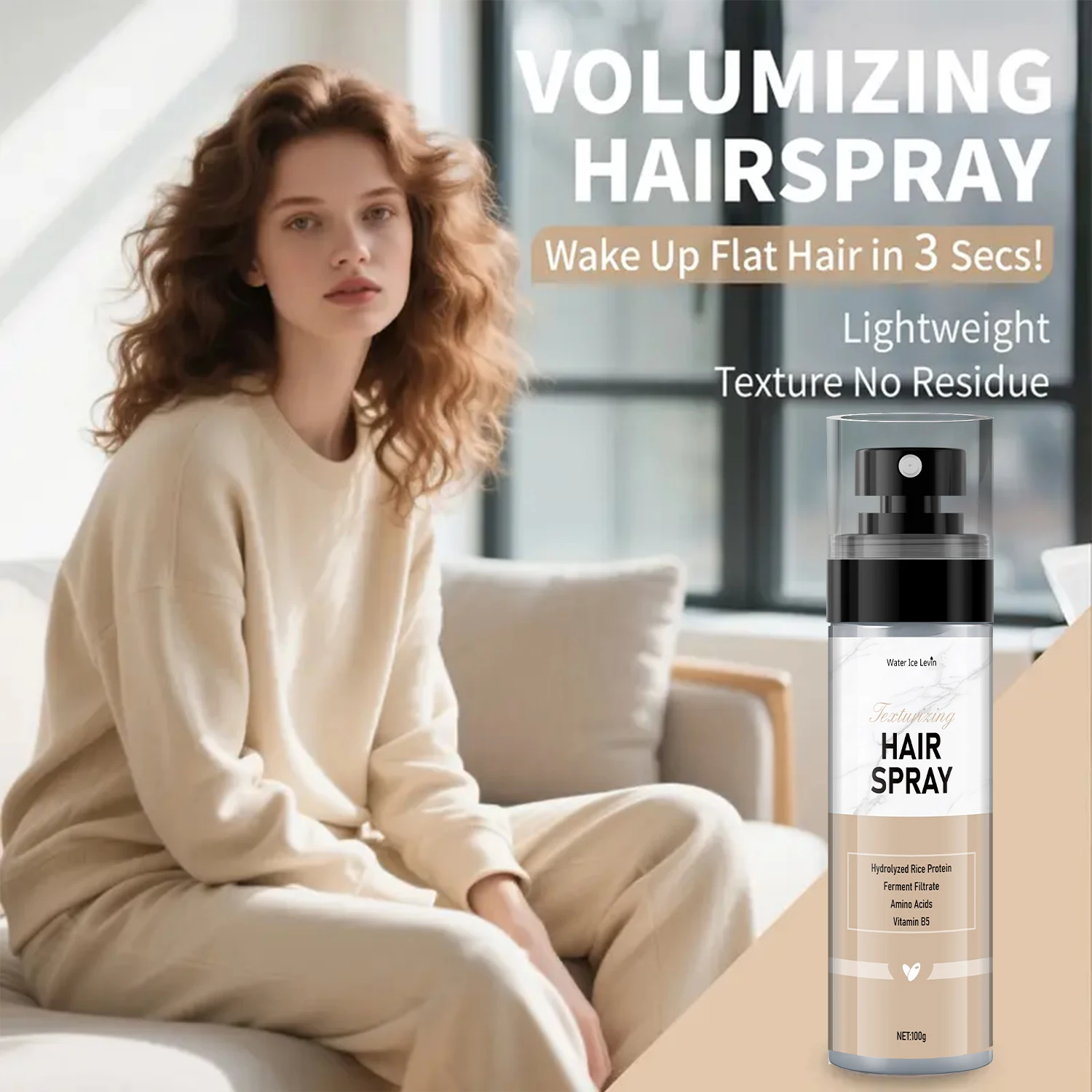 Frisur-Make-up-Fixierspray – leistungsstark und langlebig und glänzend, Kontrolle für lockiges Haar, keine Rückstände, geeignet für alle Haartypen, Haarprodukte, glattes Flaschendesign