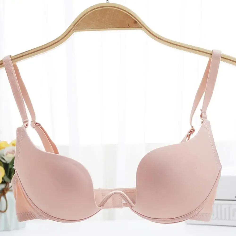 Femmes soutien-gorge fille Sexy Deep-U coupe basse couleur unie dos nu rembourré soutien-gorge push-up sous-vêtements Sexy Push Up Lingerie Bralette pour les femmes