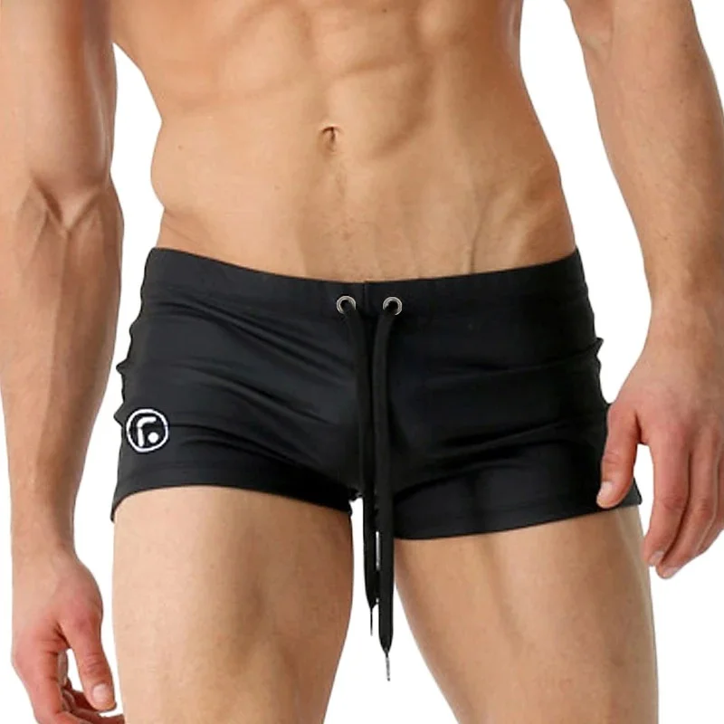 GANYANR marka Sexy Men stroje kąpielowe brazylijski klasyczny krój stroje kąpielowe figi kąpielowe Gay Swim bokserki kąpielówki Surf Boardshorts — zdjęcie 2