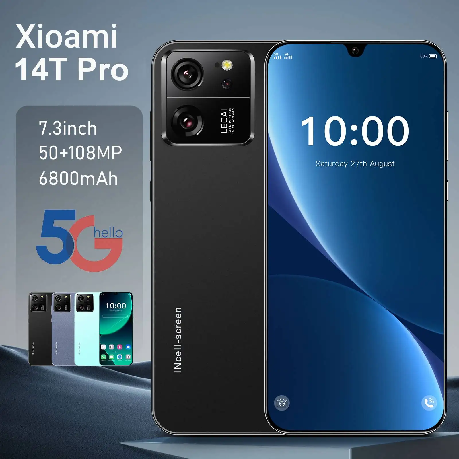 

2025 New Xioami 14T Pro 7.3HD Global Edition Original Smart Dual Card 7800mAh Battery Facial Recognition Function