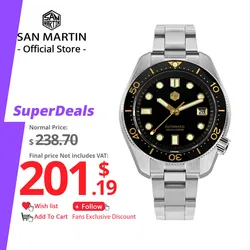 San Martin 300 neue 44mm Vintage mm300 Herren Taucher uhr nh35 vergoldetes Zifferblatt automatische mechanische Saphir wasserdicht m c3 reloj