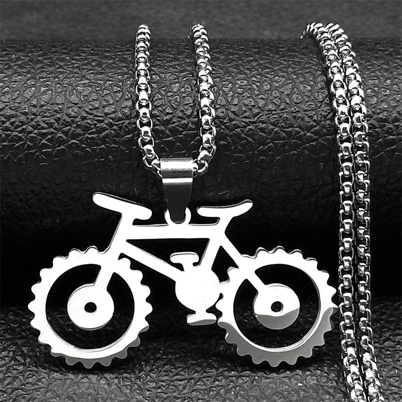 AliExpress EREBUS Trendy Bike Pendant Necklace For Women Men Stainless Steel Gold Silver Color Male Hiphop Geometric Bicycle Cycling Chain Jewelry