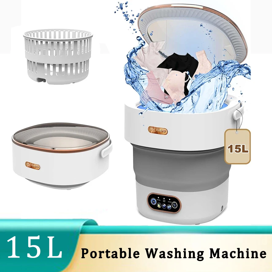 15L Portable Small drinking and Dryer slapsible Machine Bleacher with pin for Apartment Travel Underwear Machine