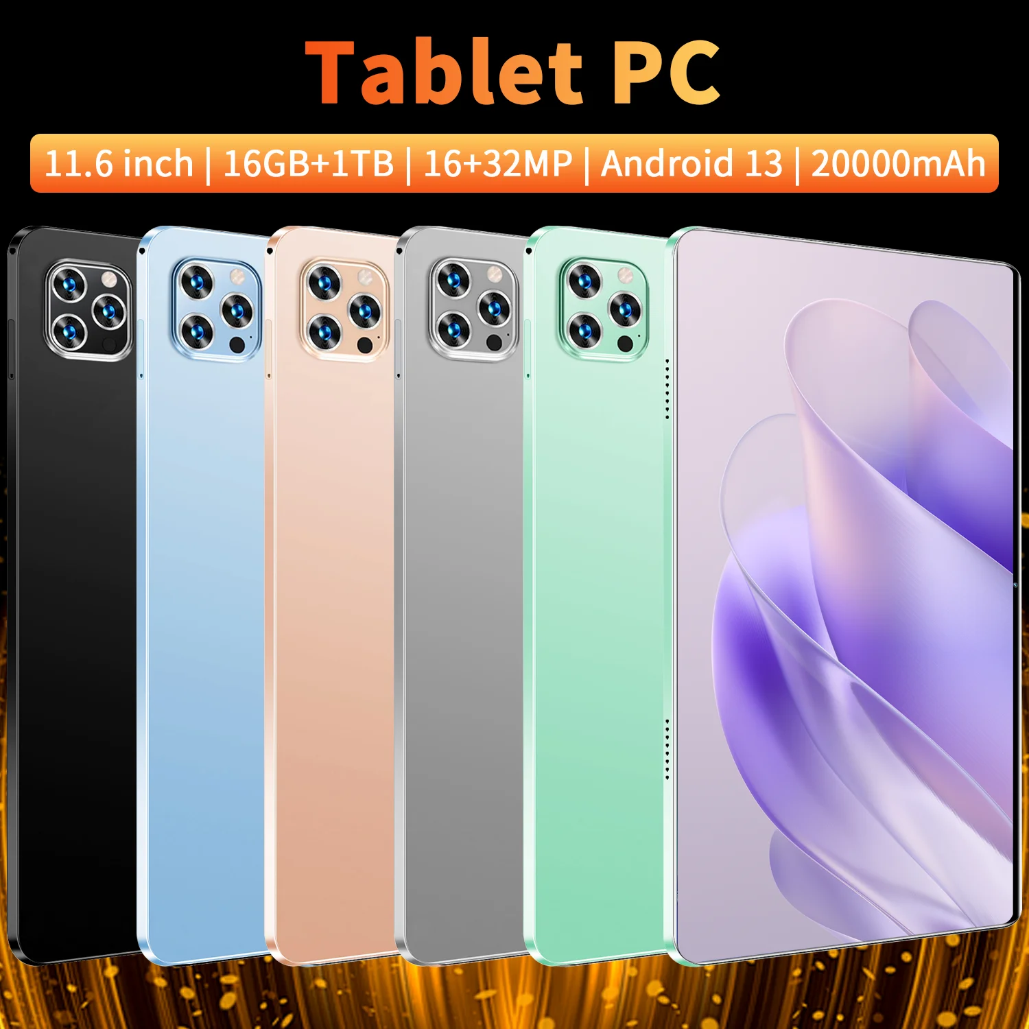 2024 New Global Version Tablet Android 13 11.1 inch Tablets 16GB RAM 1TB ROM 20000mAh Network Wifi 14 Core