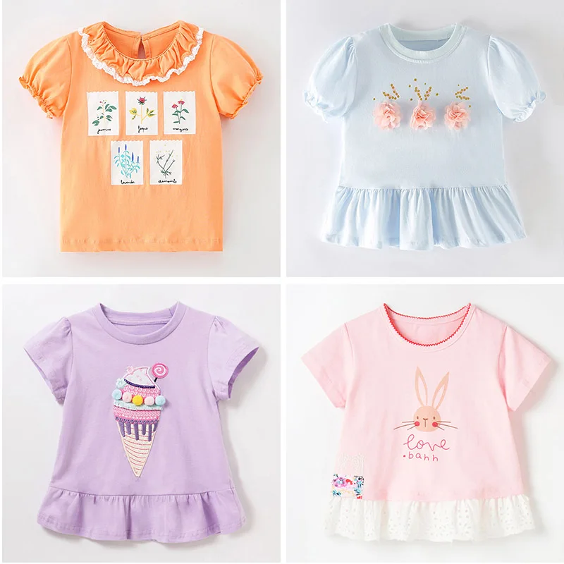 100% Combed Cotton t-shirt 2024 Summer Bebe Baby Girl Clothes Short Sleeve Kids t shirt Casual Tee Tops Infant Children Clothing