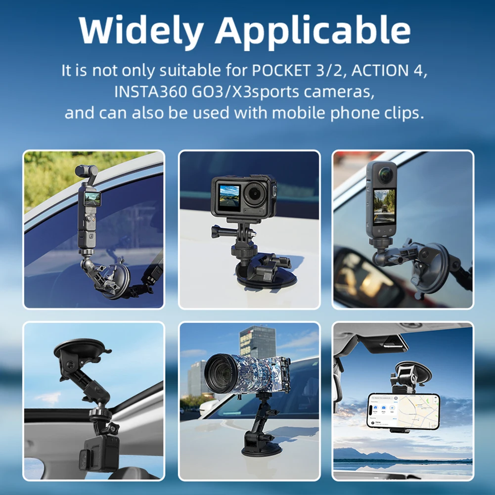 Adapter do montażu samochodowego DJI Osmo Pocket 3 - uchwyt wspornika rozszerzającego z przyssawką do kamery akcji GoPro Hero Insta360 Akcesoria — zdjęcie produktu 5