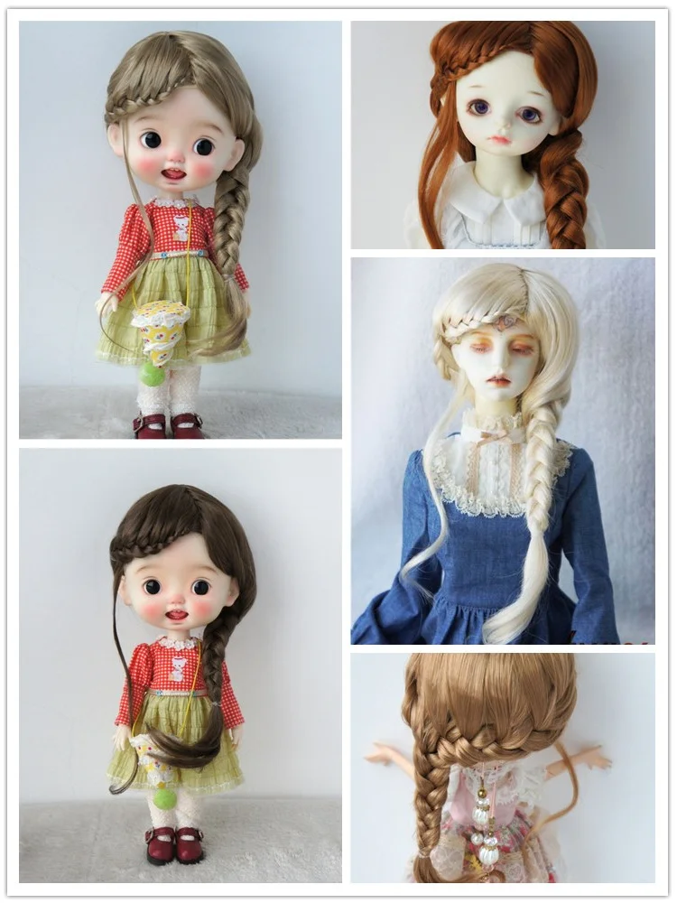 JD255  Long Side Braid  BJD Synthetic Mohair Wig 1/12 1/8 1/ 1/4 1/3 Doll Hair Tiny OB11 YOSD MSD SD Qbaby Blythe Accessories