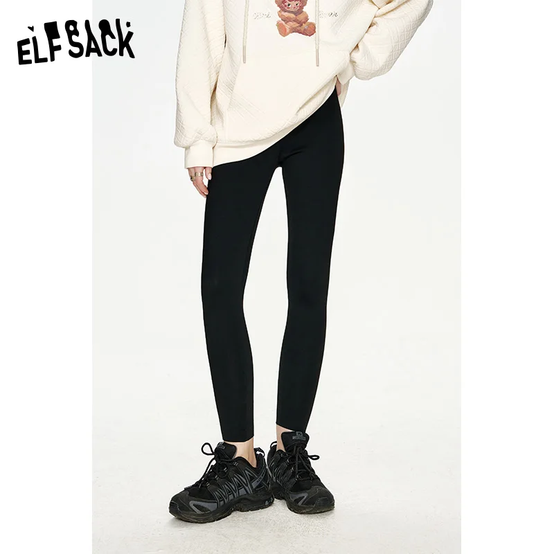 

ELFSACK 2024 Winter New Arrivals Versatile black slim fit leggings tight skinny pants