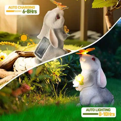 1 पीस सोलर बनी लाइट गार्डन मूर्ति, यार्ड और गार्डन सजावट के लिए पशु खरगोश गार्डन मूर्तिकला, लॉन आभूषण, क्रिसमस उपहार 8 best sales लॉन के आभूषण - №3