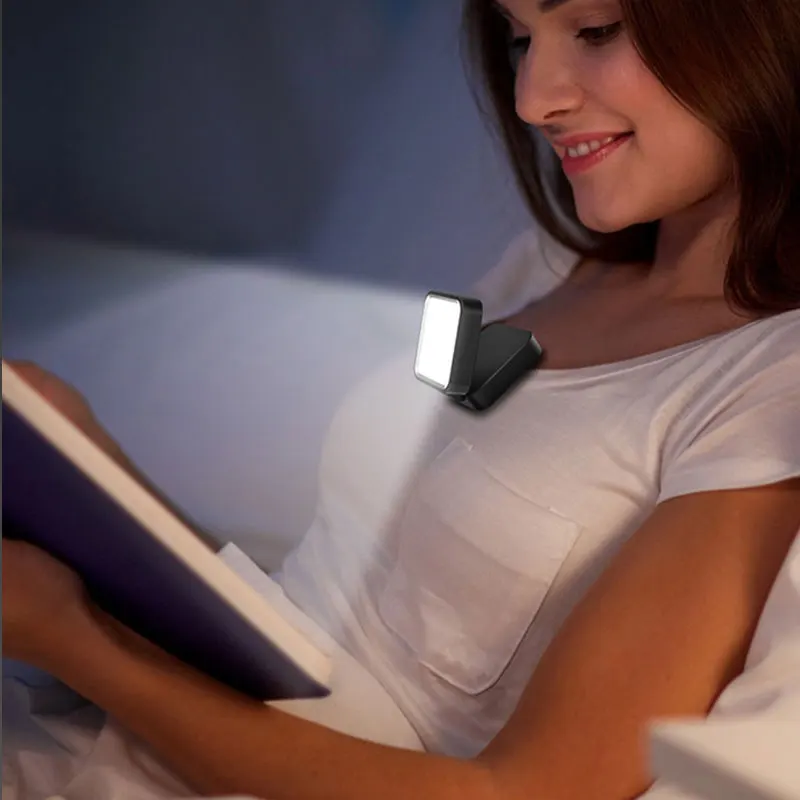 Lampe LED de lecture portable avec chargeur USB, lampe de nuit à clip, éclairage de dossier, camping, vélo, jogging, lanterne de lecture