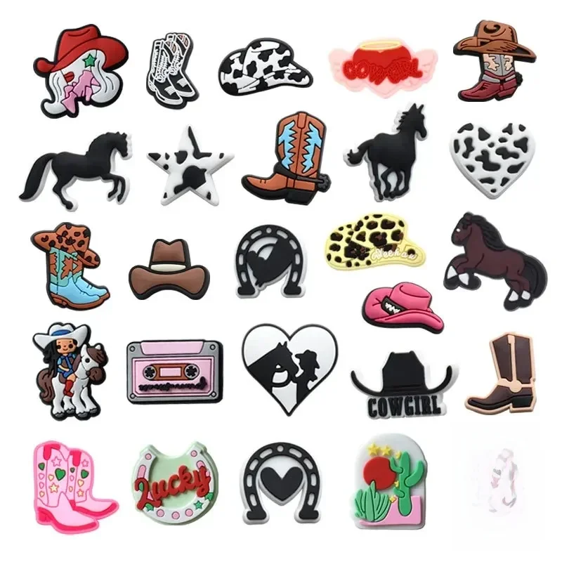 2 pièces cow-girl chapeau de cowboy cheval breloques pour sandales décorations de chaussures épingles pour femme hommes cadeaux sabot boucle béni accessoires bricolage