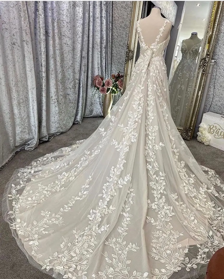 Lakshmigown Vestido Boho шикарное свадебное платье на заказ винтажное кружевное платье с аппликацией на молнии сзади свадебные платья Vestido Largo Boda