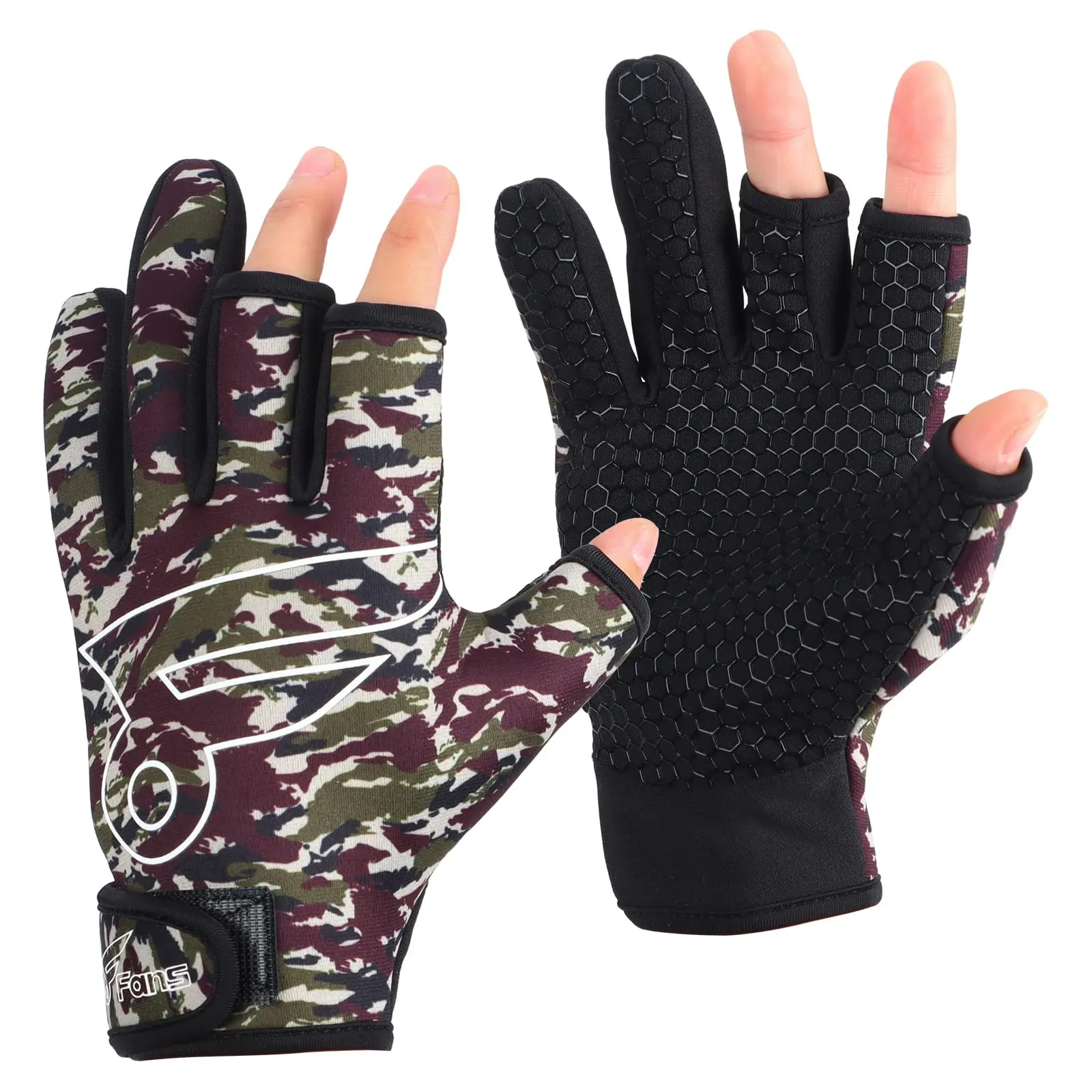8fans-フィッシンググローブ-指開きグローブ-メンズ-レディース、迷彩魚アクセサリー、spf-uv-日焼け止め、フライフィッシング、カヤック