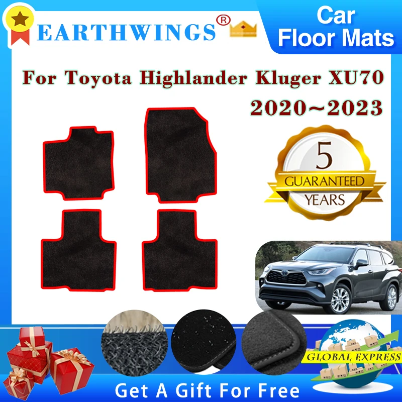 

For Toyota Highlander Kluger XU70 2022 2020~2023 5 Seats Car Floor Mats Rugs Panel Footpads Carpets Cover Sticker Accessories