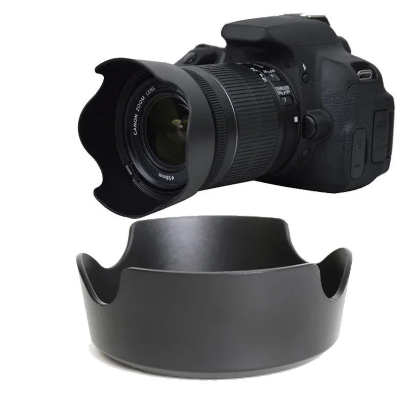 Capa de lente reversível para Canon, EW-63C, 58mm, EF-S, 18-55mm, f 3.5-5.6 IS STM Aplicável, 700D