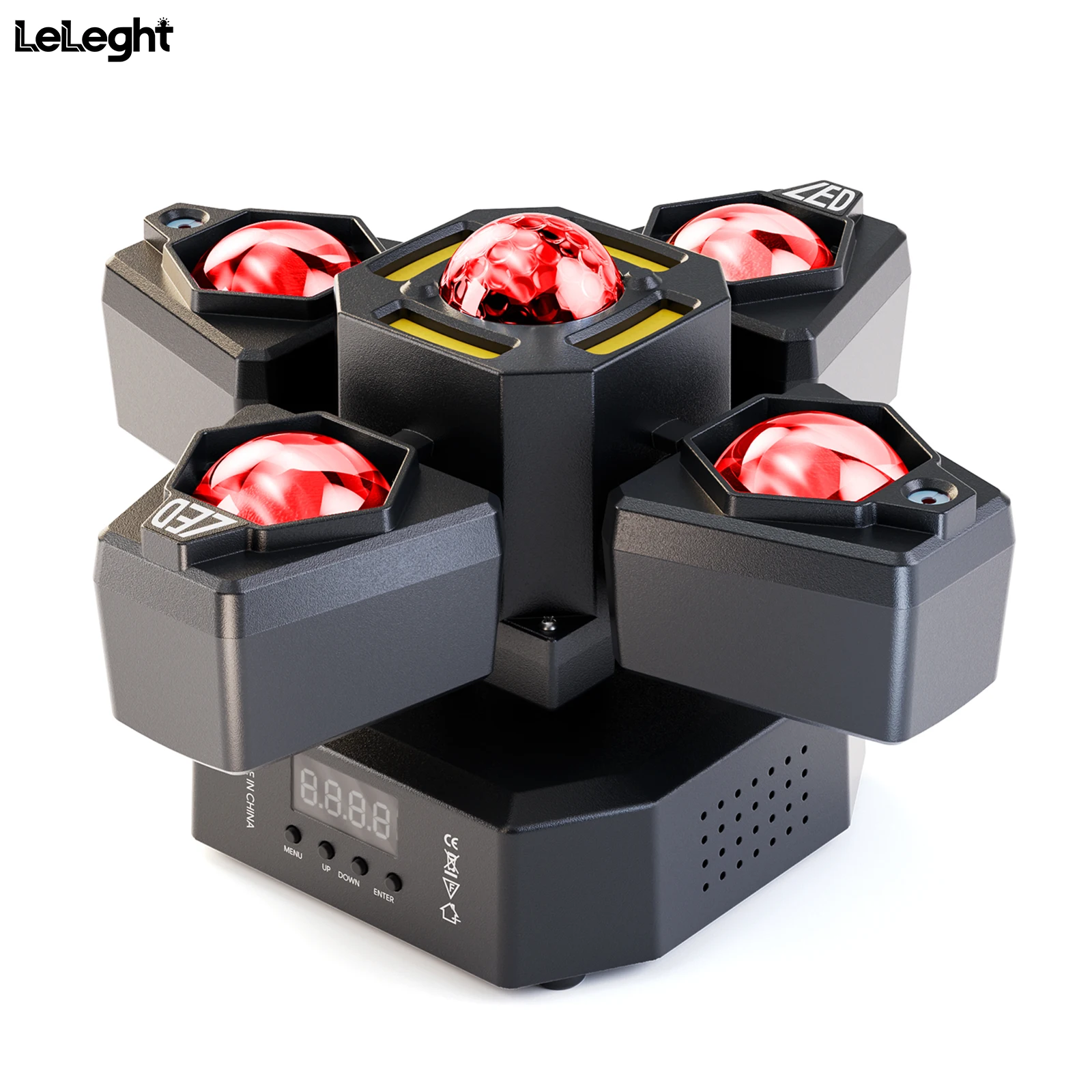 Leleght 120W RGBW 4-Arm Beam Magic Ball Stage Light - Remote, Sound-Activated DMX512 20CH For DJ Club Party Halloween Christmas