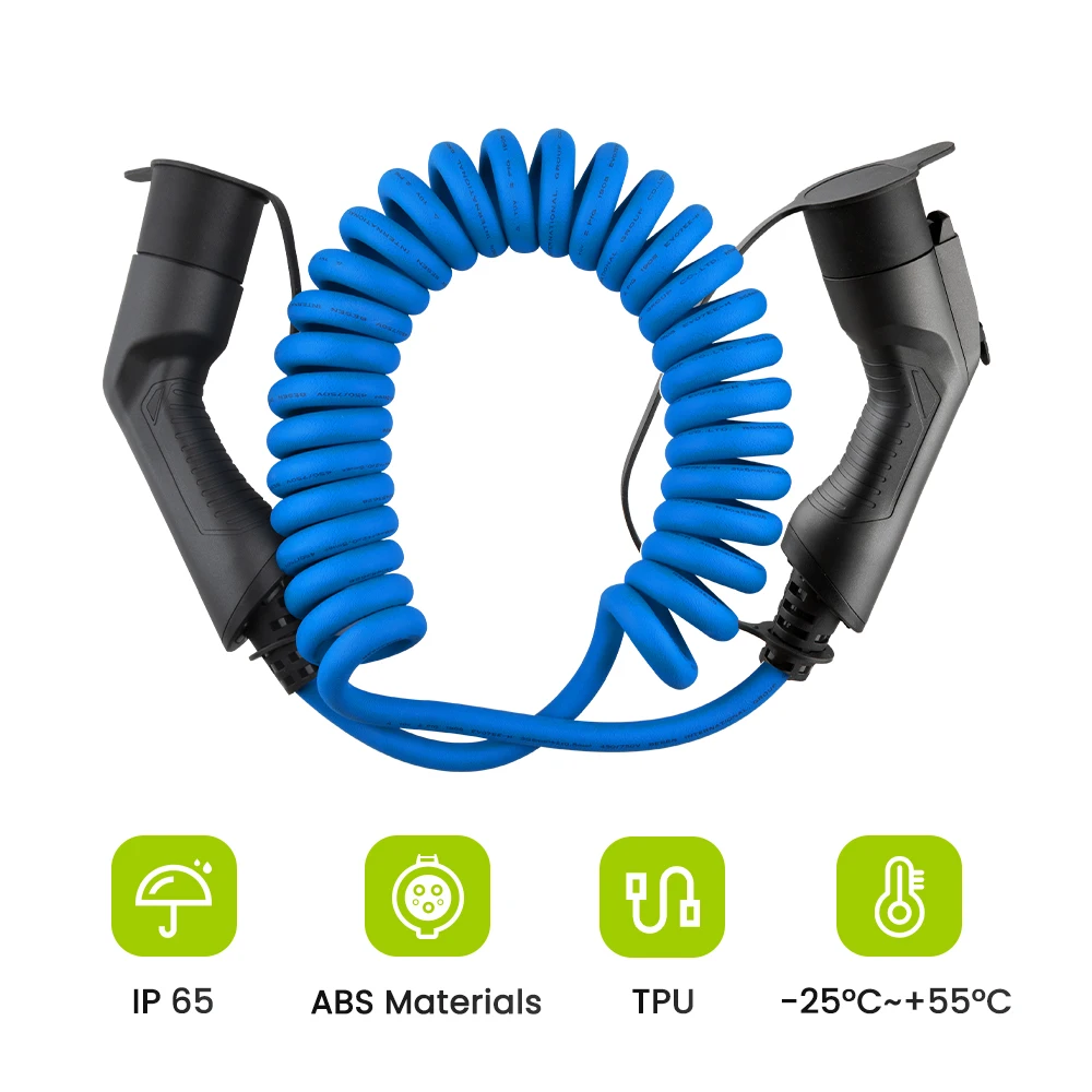 Morec EV Charging Cable 32 A 7.2KW 1Phase Electric Vehicle Cord for Car Charger Station Type 1 to Type 2 Plug Adapter J1772 5M