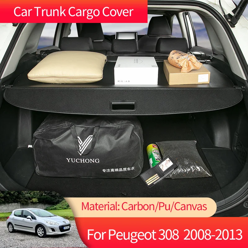 

for Peugeot 308 I T7 SW 2008~2013 2012 Car Trunk Cargo Cover Luggage Storage Rear Boot Tray Security Shielding Shade Accessories