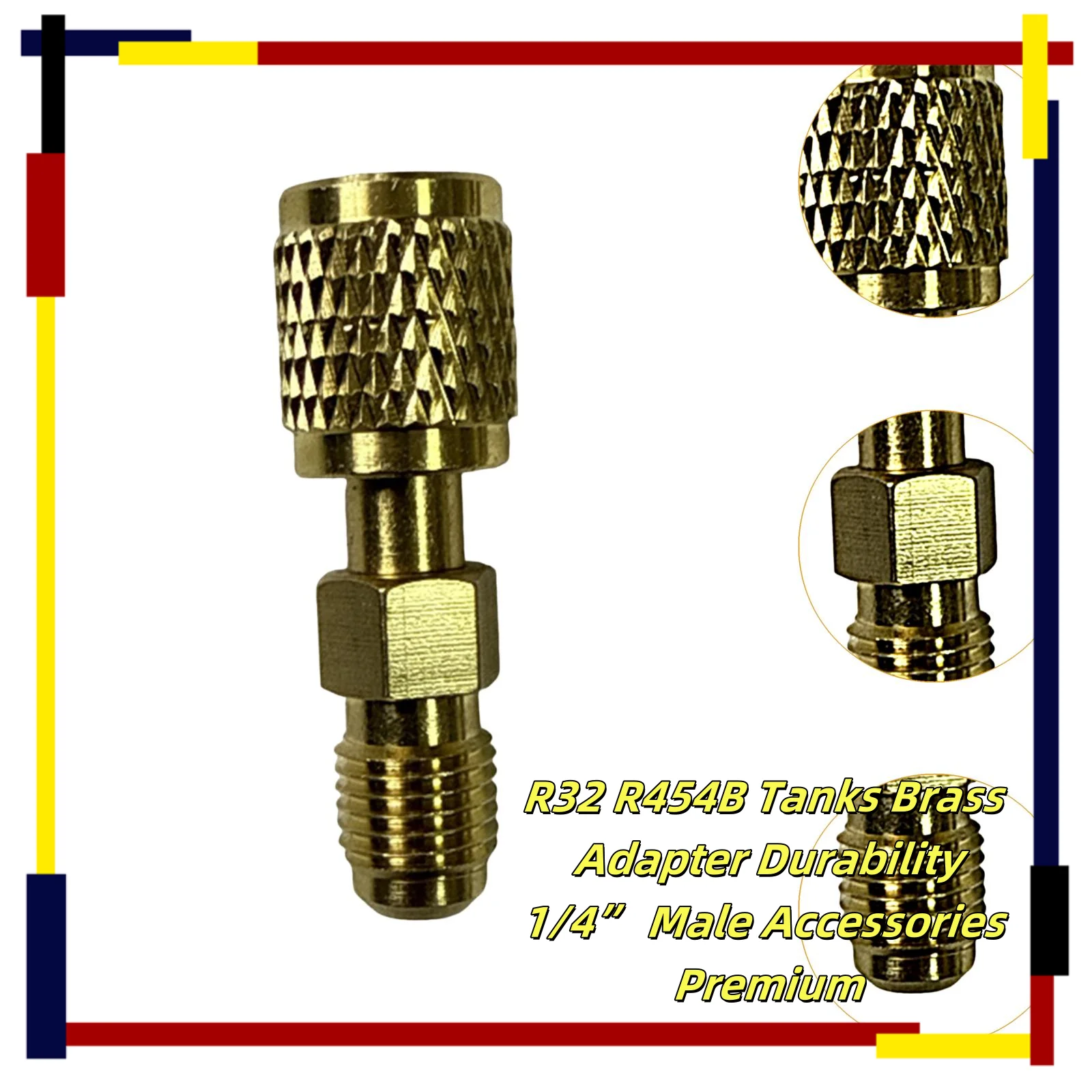 

R32 R454B Латунный адаптер для резервуара хладагента Прочная замена фитинга для аксессуаров для холодильного оборудования переменного тока