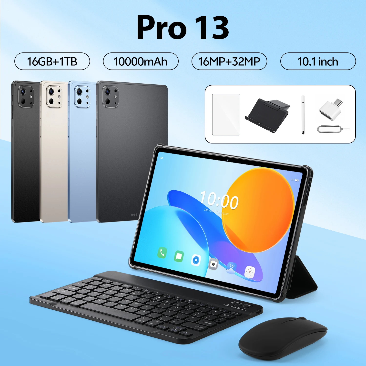 

2026 NEW Pro 13 Tablet 10.1" HD Screen Snapdragon 8 Gen3 Android 15.0 16GB RAM 1TB ROM 5G Dual SIM 10000mAh Battery 32MP Camera