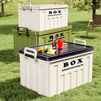 Large Capacity Stackable Lidded Storage Bin Utility Box with Handles for Clothes Snack Toy Books - Ideal for Hiking 34x25x19.5cm