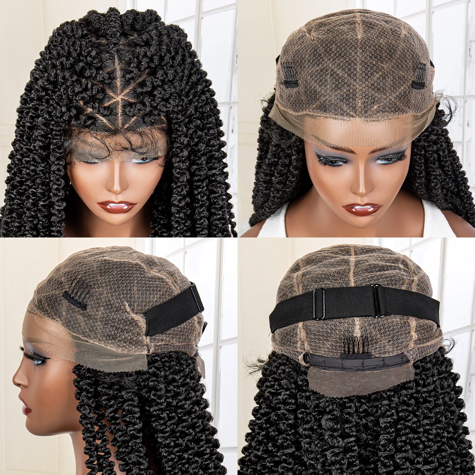 Knotless Braided Wig with Baby Hair Synthetic Full Lace Braided Wig Curly Braided Lace Wigs Lace Frontal Wig Dreadlock Wig