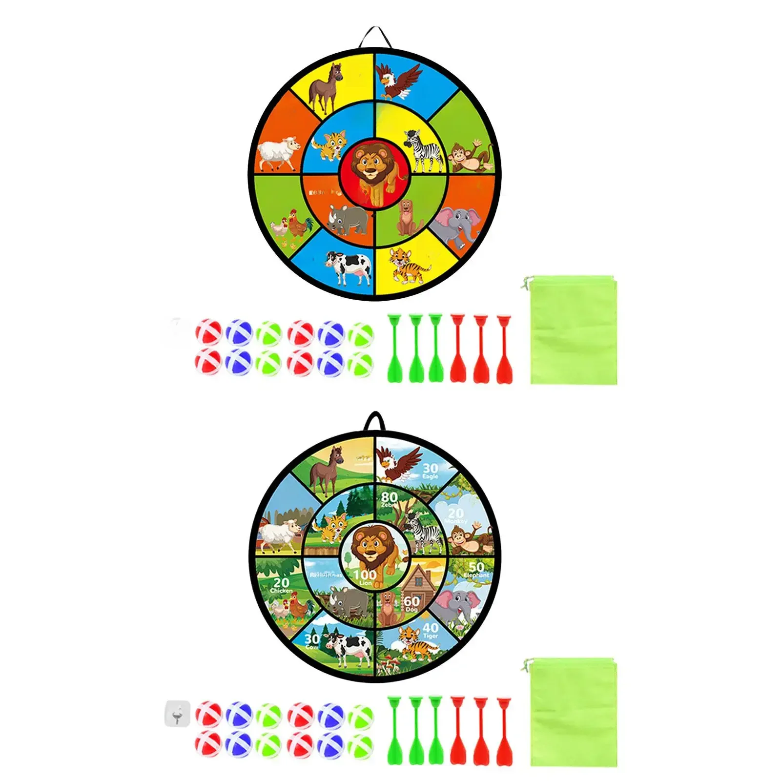 Jeu de fléchettes pour enfants, jeux de fléchettes sur le thème des animaux, jeu de fléchettes, cible de 29 pouces avec 12 balles collantes, jeu de lancer