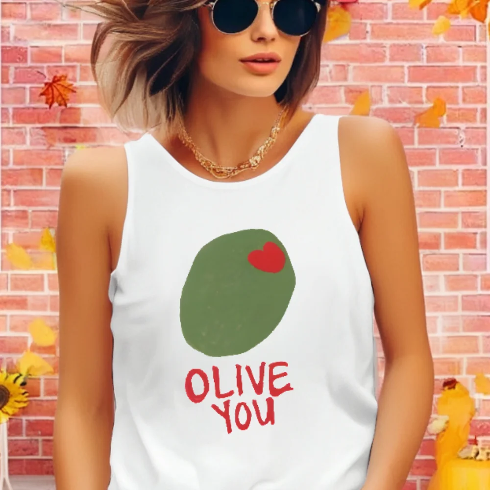 

Olive You Pun Joke графический жилет Wemen майка летняя мягкая дышащая футболка унисекс без рукавов стиль мужской женский
