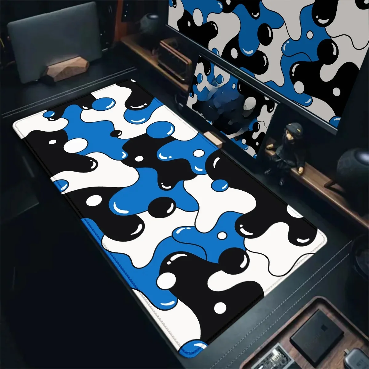 Podkładka pod mysz do gier Duży rozmiar Podkładka pod mysz Niebiesko-biała Strata Liquid Podkładka pod mysz XXL Gumowa podkładka pod mysz Podkładka pod klawiaturę na biurko — zdjęcie produktu 7