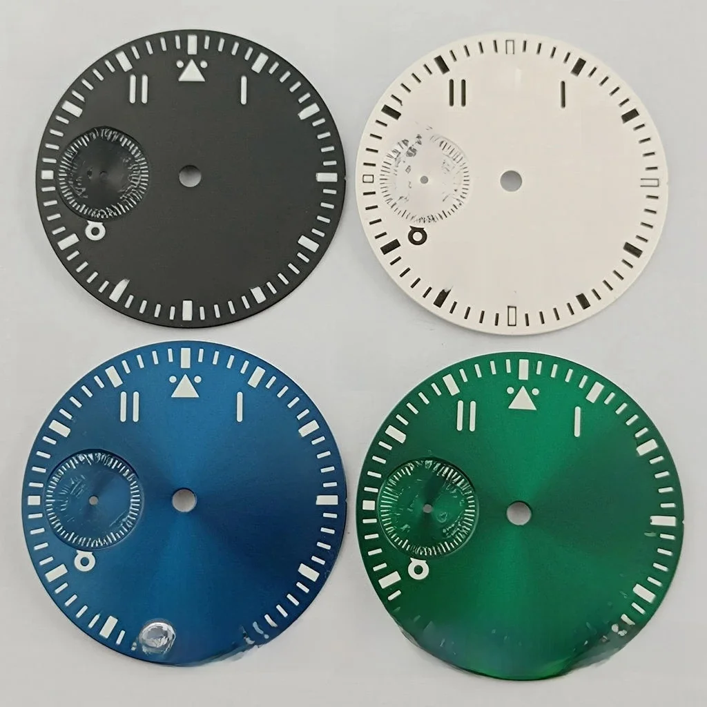 37mm sterylny czarny biały niebieski zielony tarcza zegarka zielony świecący Fit eta 6497 mewa st36 części do zegarków — zdjęcie 2