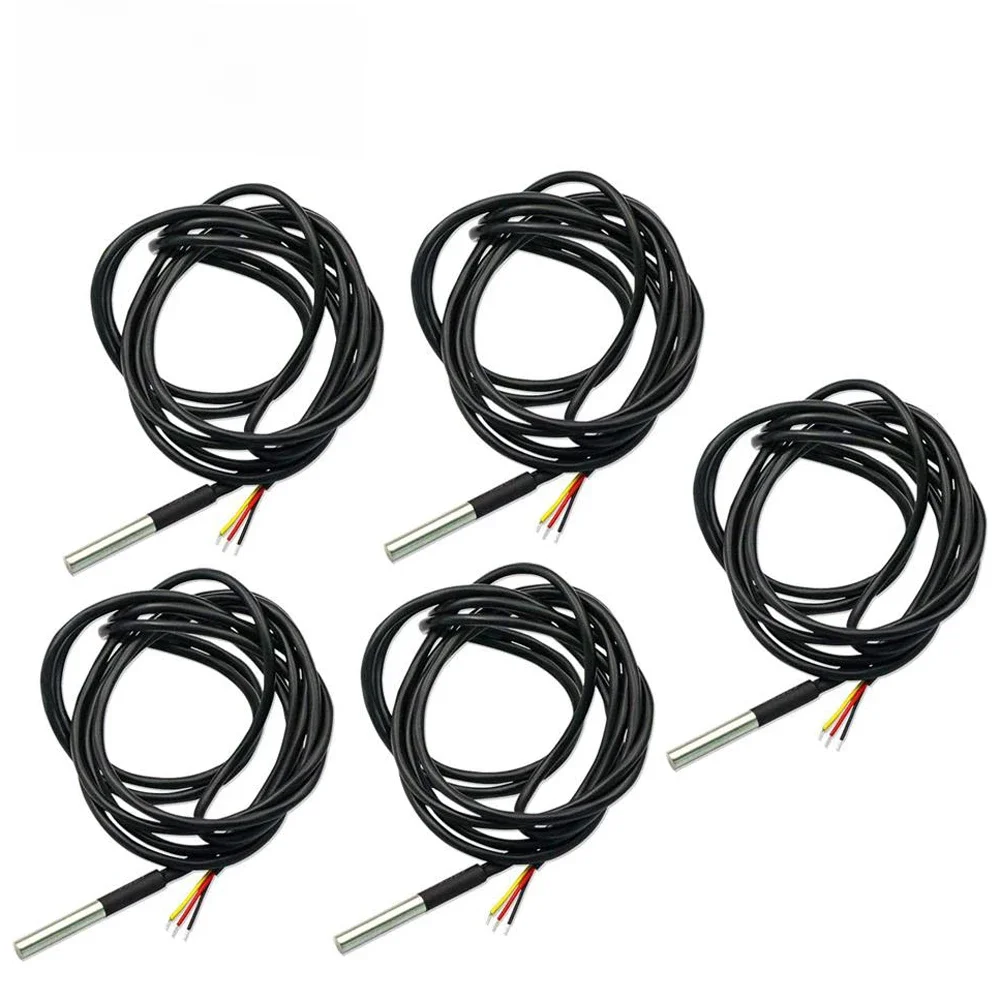 5 sztuk DS1820 czujnik temperatury wodoodporny DS18b20 sonda temperatury 1M 2M 3M 5M czujnik temperatury 18B20 dla Arduino zestaw do samodzielnego montażu — zdjęcie 2