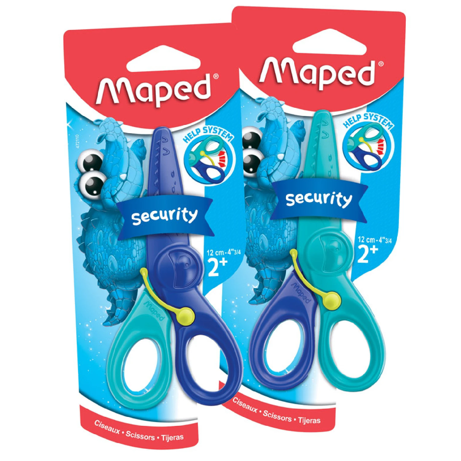 Maped Kidipulse 4.75" (12 cm) Spring-Assisted Plastic Safety Scissors with Flexible Asymmetrical Handles