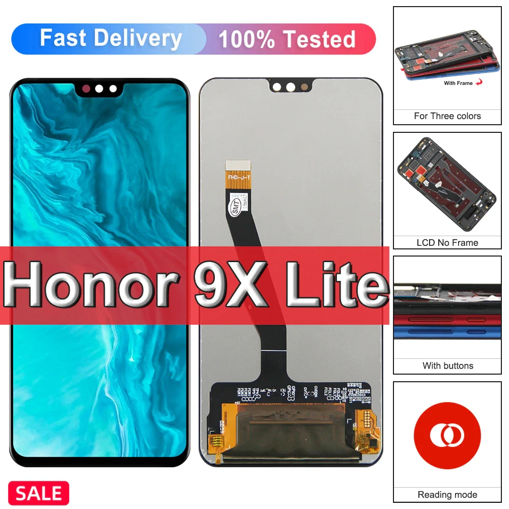 Display For Honor 9X Lite LCD Display Touch Screen Digitizer Assembly Replacement For Honor 9X Lite JSN-L21 Display With Frame