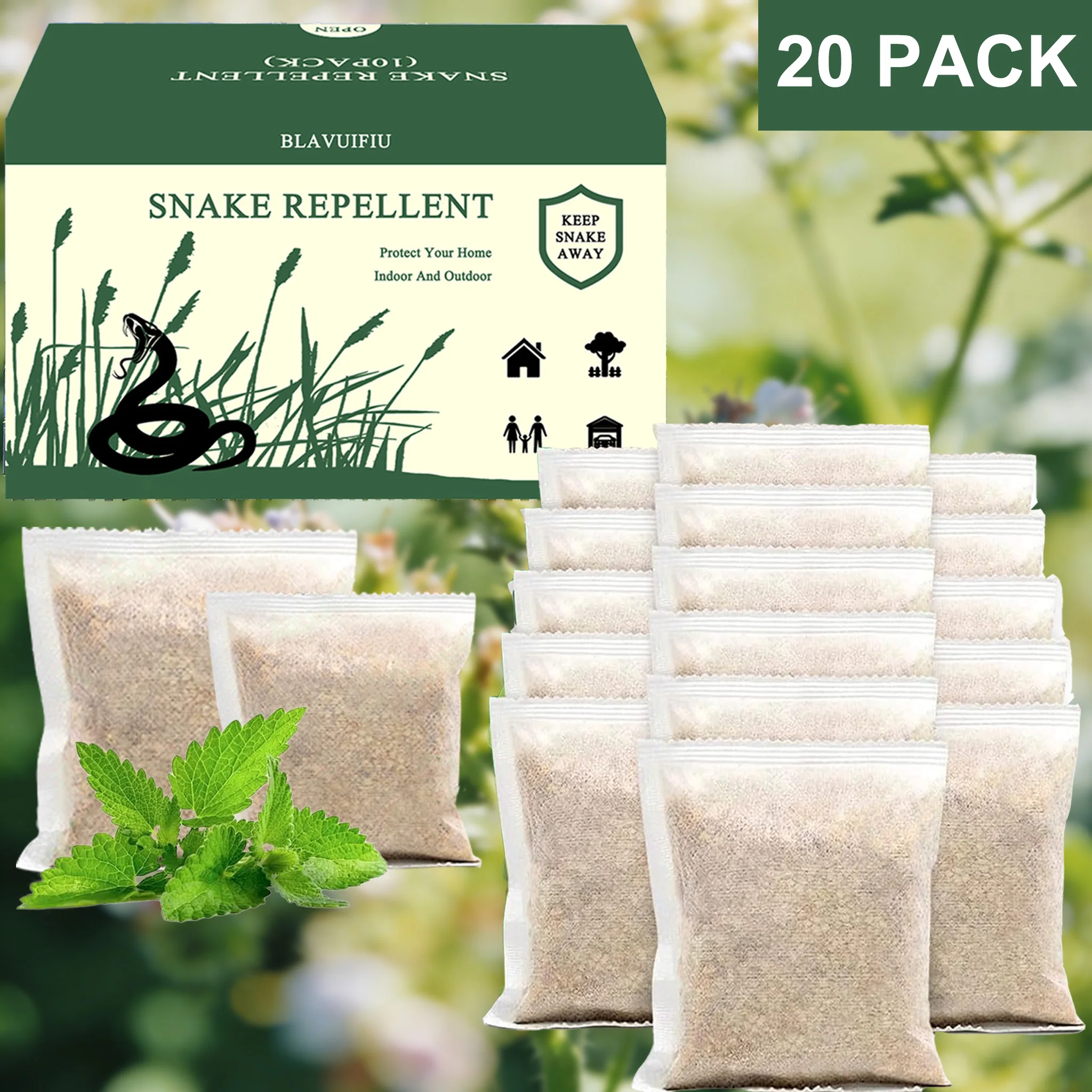 Snake Repellent for Yard, Snake Away Repellent for Outdoors, Pet Safe Snakes Repellent, Garden Snake Deterrent, Keep Snakes Out of Backyard, Garage, House-20 Pouches
