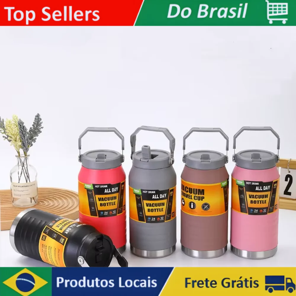 Garrafa Térmica Inox com Tampa á Vácuo Bico e Alça de Transporte 1200ml ZXJ-57