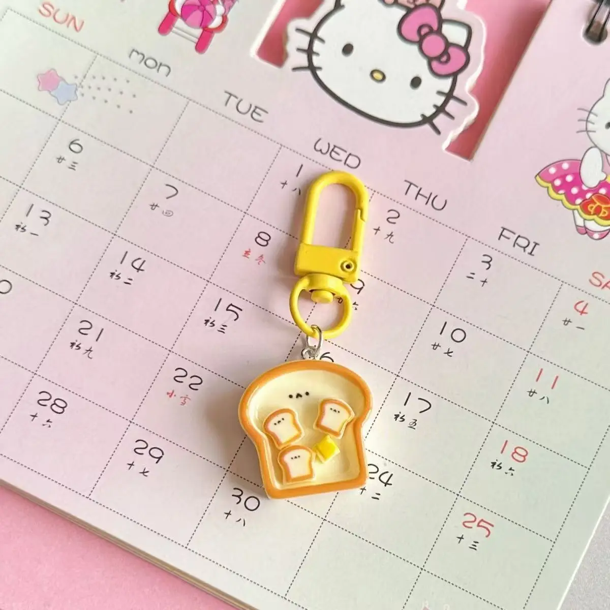 Cute Cartoon Poached Egg Banana Toast Keychain Creative Breakfast Food Keyring Backpack Decoration Bags Pendant image 3