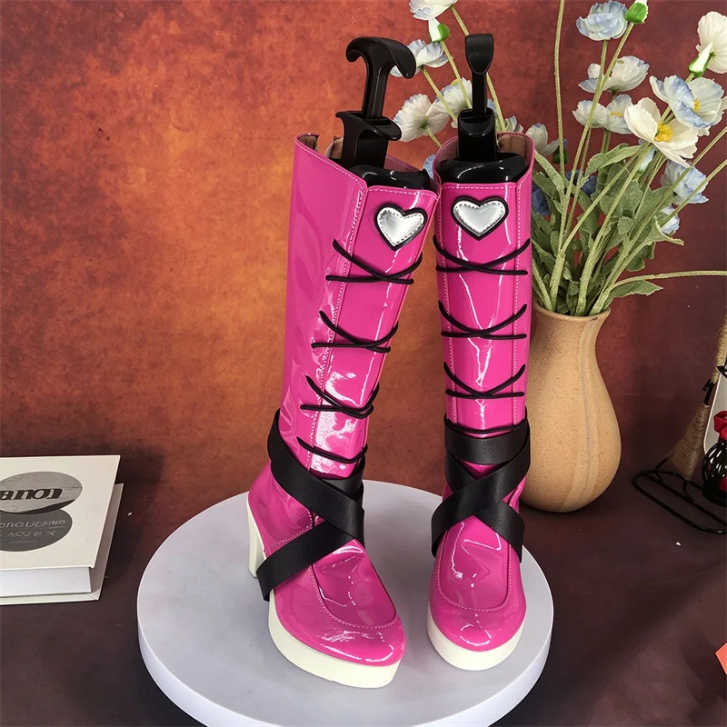 Halloween Vampire Gothic Cosplay Shoes Lolita Thick Soled Heeled Foot Boots Skull High School Costume Uniform Accessories Prop