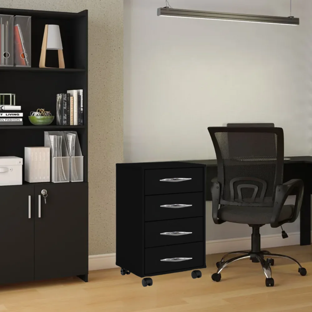 Office Drawer With Four Drawers Black Wheels